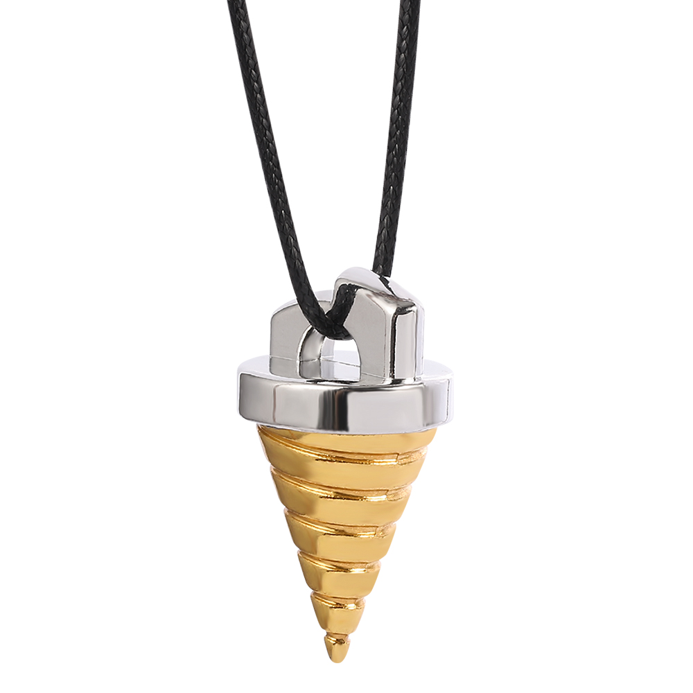 Anime Pendant Necklace - ファッションアニメ風、円錐形の螺旋模様ペンダント、漫画風チャームネックレス、コスプレアクセサリー、男女兼用ギフト。