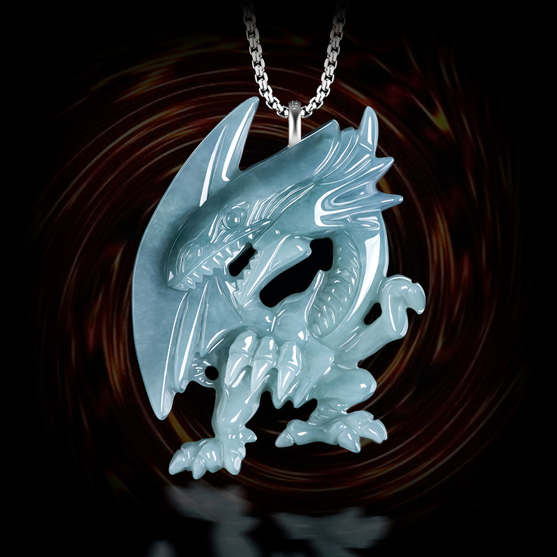 Necklaces - 女性用ブルードラゴンペンダント付きネックレス,バームジェイド,ファッションアクセサリー,高級ギフト,シルバーお守り925