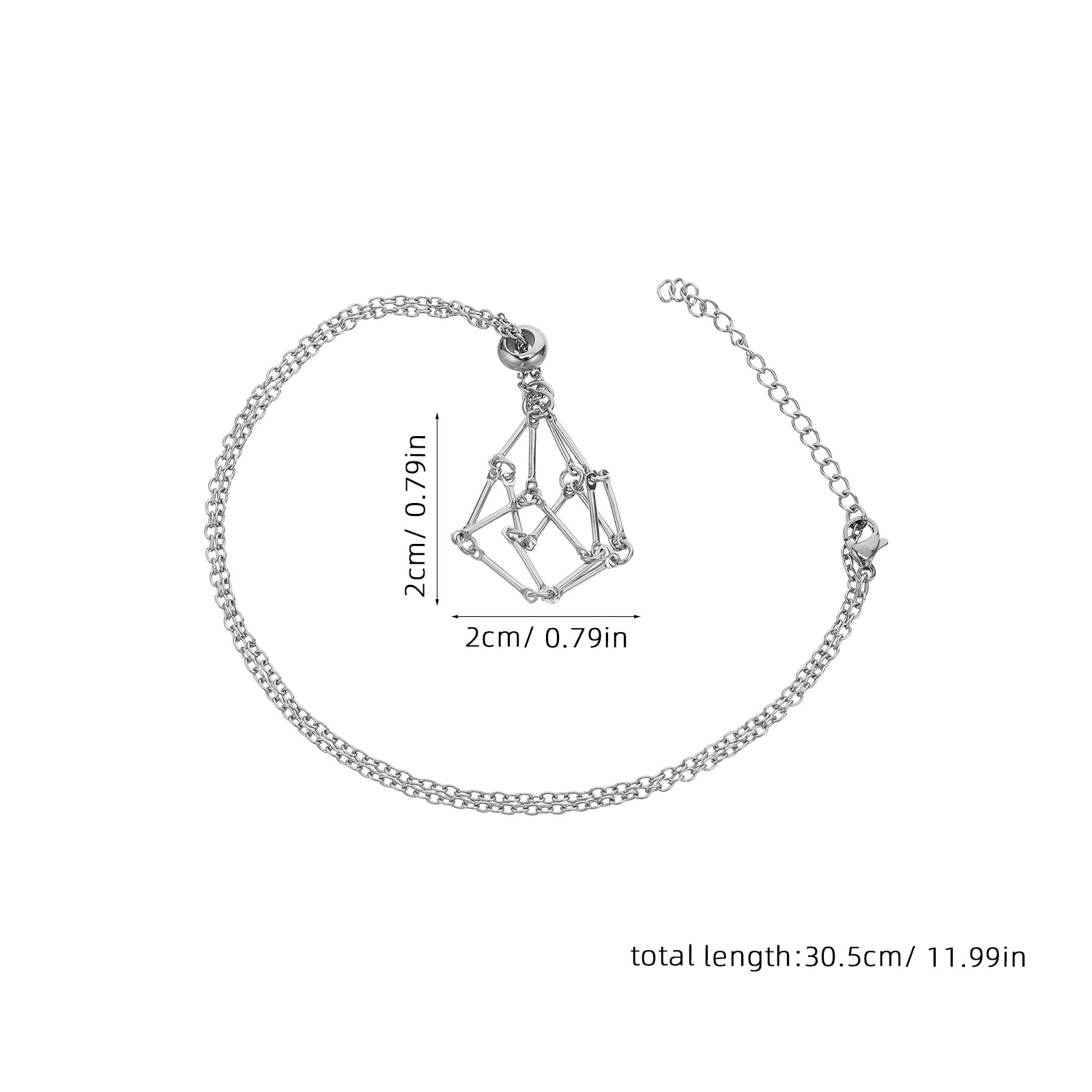 ステンレス製クリスタルケージネックレス。魚網のデザインで、不 - Crystal Pendant Necklace Natural Stone のレビューと価格