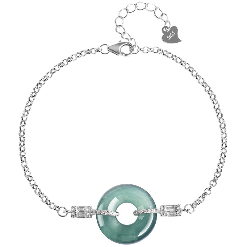 ブルーミャンマー翡翠リングブレスレット 925 シルバーギフ - Bracelets のレビューと価格