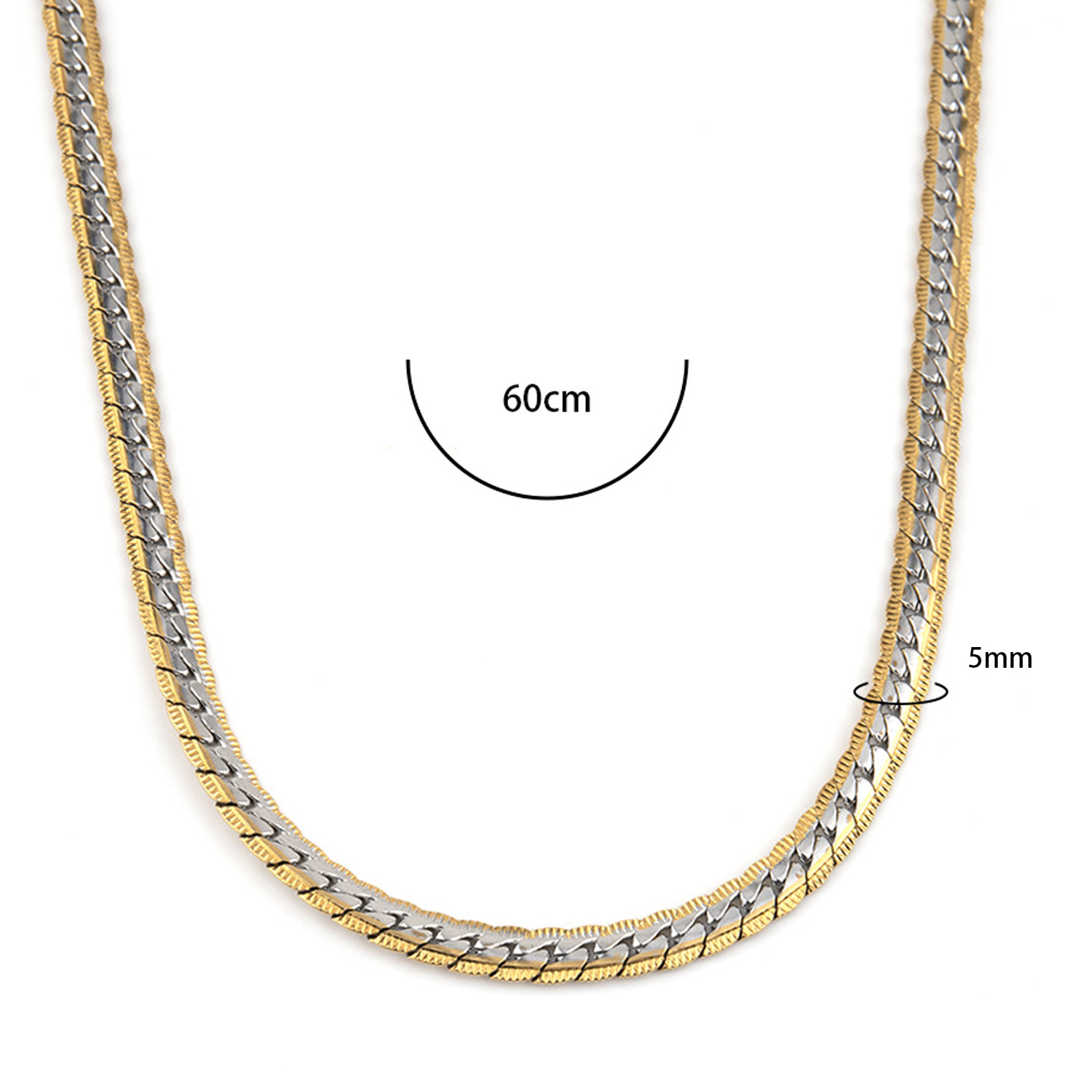 316Lステンレススチール製ツートンカラーのカーブチェーンネ - Cuban Link Chain 12Mm のレビューと価格