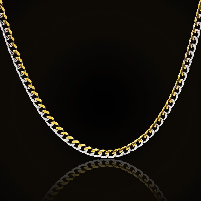 316Lステンレススチール製ツートンカラーのカーブチェーンネ - Cuban Link Chain 12Mm のレビューと価格