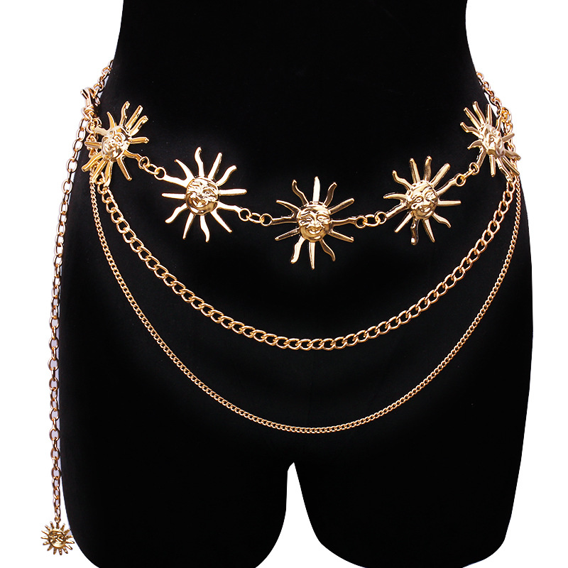 チャンキーな多層パンクゴシックムーンサンウエストチェーンメタ - Body Jewelry のレビューと価格