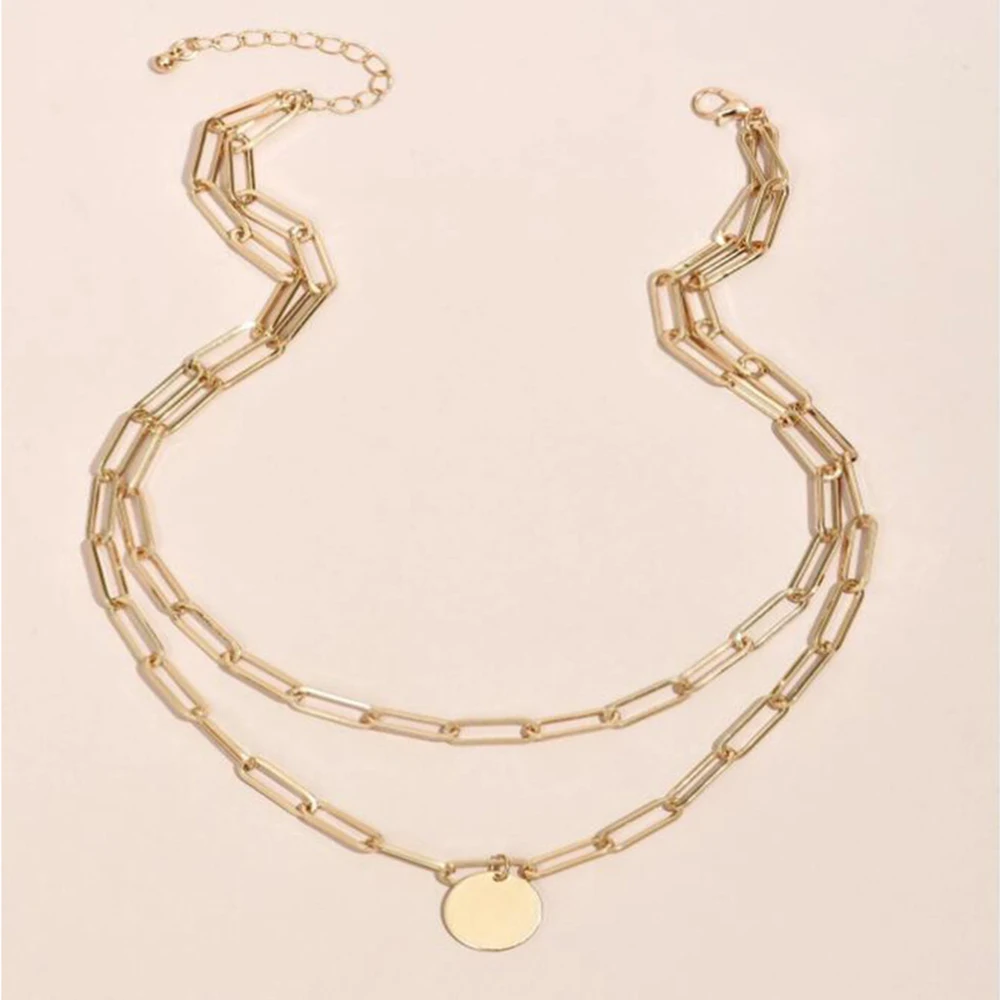 SUMENG 2024 新ファッションヴィンテージラウンドチ - Layered Pendant Necklace Aesthetic のレビューと価格