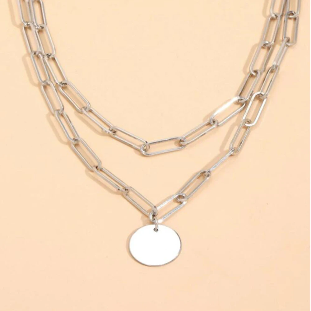 SUMENG 2024 新ファッションヴィンテージラウンドチ - Layered Pendant Necklace Aesthetic のレビューと価格